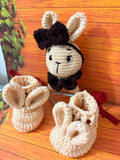 Crochet New Born Baby Gift Set/ Crochet Handmade Rattle And Shoes Set