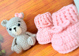 Crochet baby booties and bear set.
