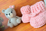 Crochet baby booties and bear set.