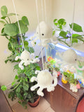 Crochet cradle hanging /cot mobile with bells