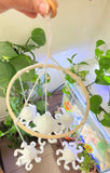 Crochet cradle hanging /cot mobile with bells