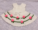 Crochet Baby Girl Frock/Dress Set/ Crochet Handmade Shoes Headband and Cap Set for Baptism
