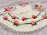 Crochet Baby Girl Frock/Dress Set/ Crochet Handmade Shoes Headband and Cap Set for Baptism