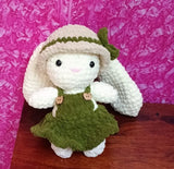 Crochet bunny with long ears and hat