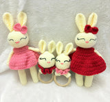Crochet bunny and rattle set