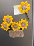 Crochet Fridge Magnets – 1 Basket & 5 Flowers Set