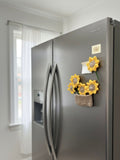 Crochet Fridge Magnets – 1 Basket & 5 Flowers Set