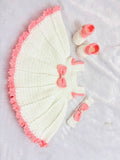 Crochet Handmade Baby Girl Shoes, Headband Frock Set