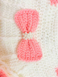 Crochet Handmade Baby Girl Shoes, Headband Frock Set