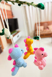 Crochet cradle hanging /cot mobile with bells