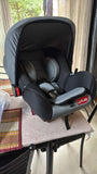 LUVLAP 4-in-1 Infant/Baby Car Seat & Carry Cot with Canopy, Convertible Car seat, 5-Point Safety Harness, Rocking & Feeding Chair, Baby Carry Cot, 0 to 15 Months & Weight Upto 13 Kgs (Black)
