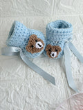Crochet baby booties/ baby shoes with bear/Handmade shoes for baby girl and baby boy