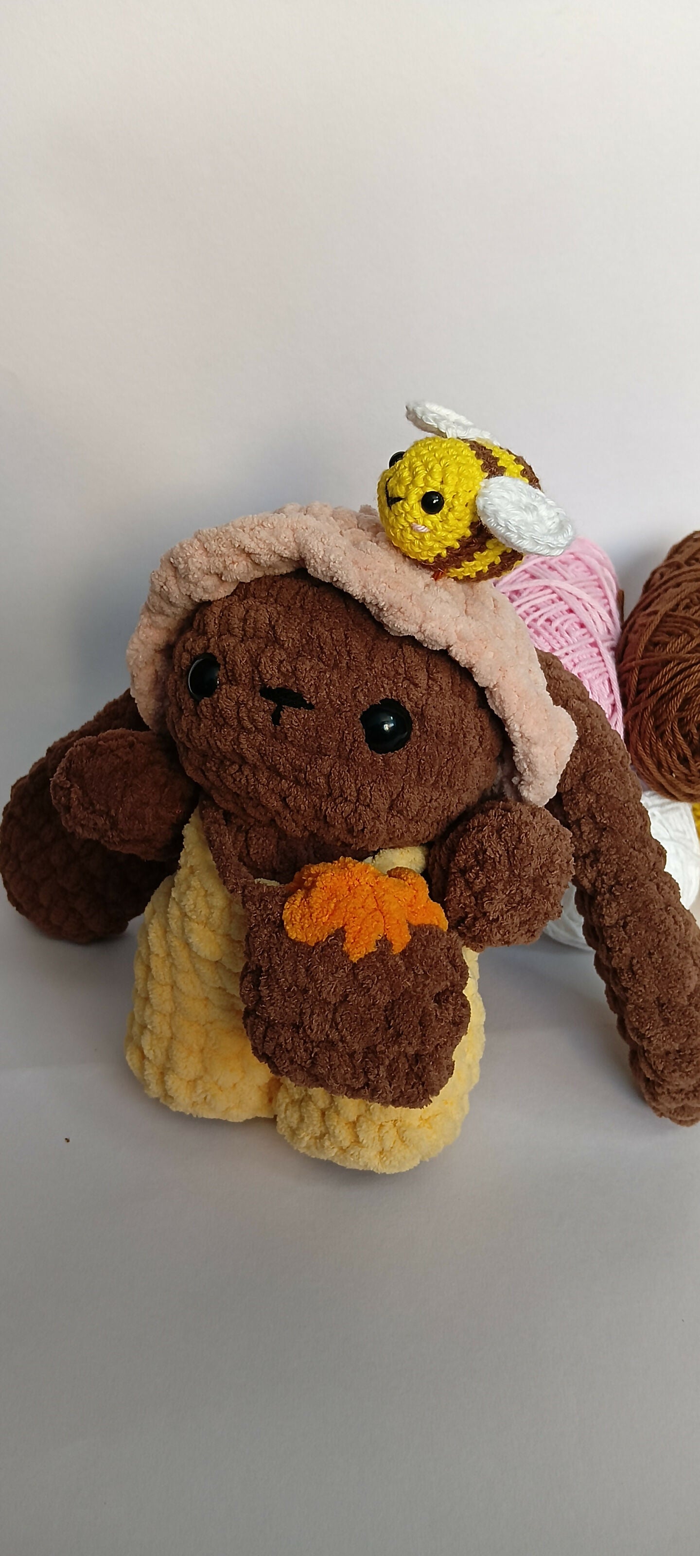 Honey Bunny with bee crochet Plushie