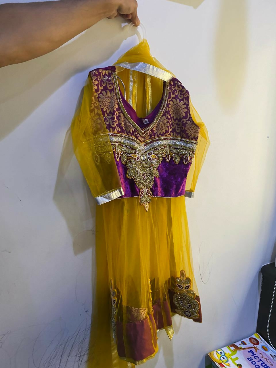 Dress your little one in this vibrant Yellow and Purple Traditional Chaniya Choli for a stunning, festive look!