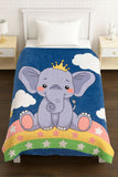 Children's blanket with an elephant design featuring a crown