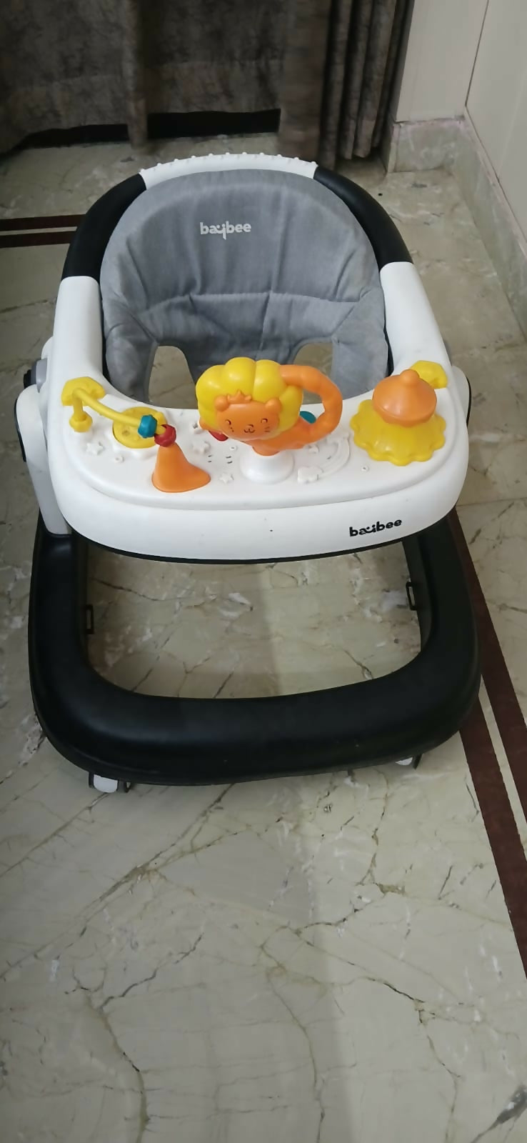 BAYBEE Astro 2-in-1 baby walker – convertible seated & push walker with music, height adjustment & safety features.