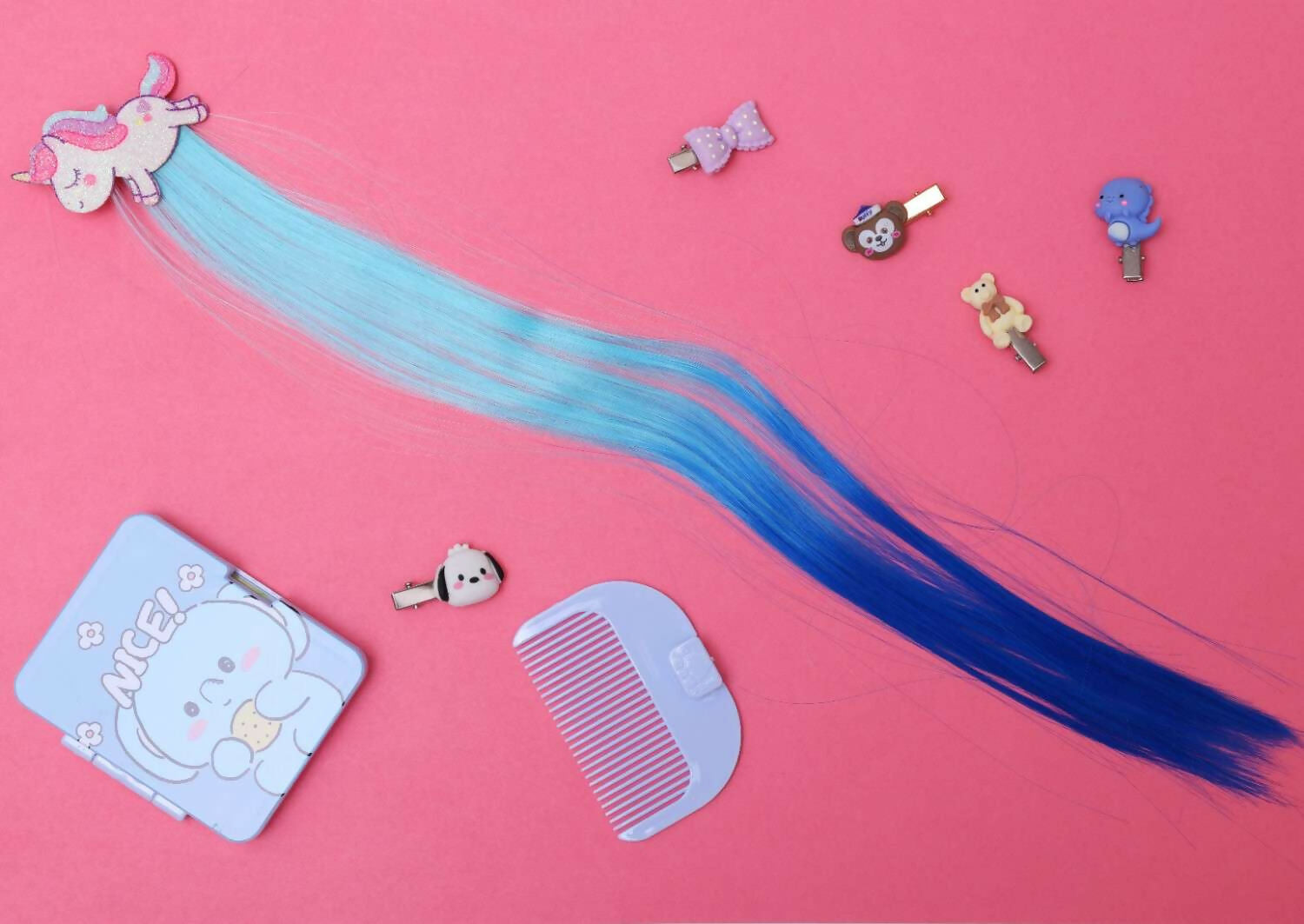 ilearnngrow offers colorful and elegant synthetic hair extensions with beautiful Cartoon Design hair clip to your little girl.