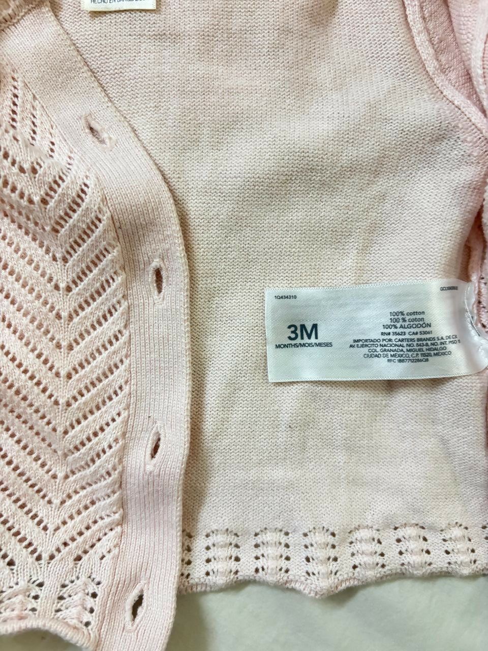 BABY B’GOSH Pointelle Pink Cardigan – Soft, Elegant & Perfect Layering for Babies