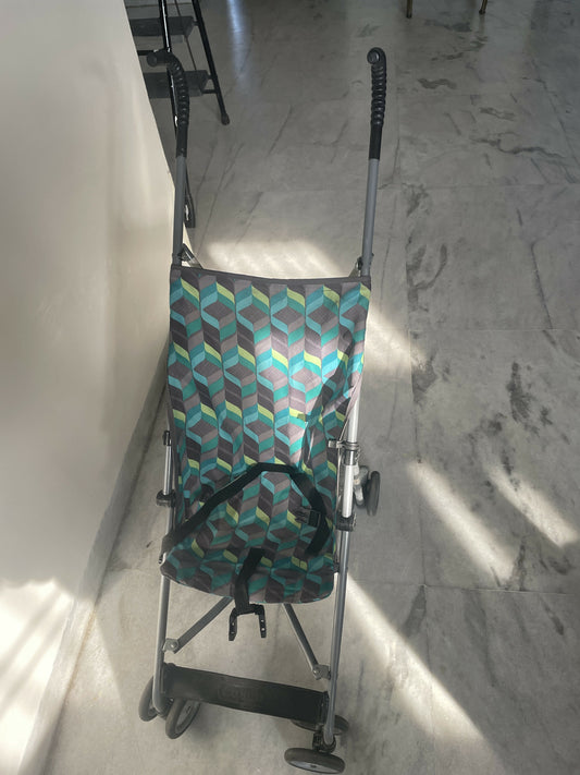 Patterned folding cart on a marble floor