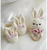 Crochet New Born Baby Gift Set/ Crochet Handmade Rattle And Shoes Set