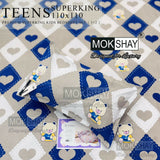 Mokshay Teens Superking kids bedsheet set with teddy bear design on a patterned background