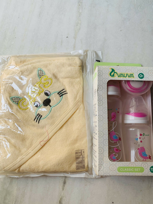 Hoody Towel and Bottle set - PyaraBaby