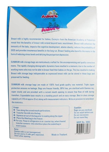 ADORE Advanced Breast Milk Storage Bag -300ml