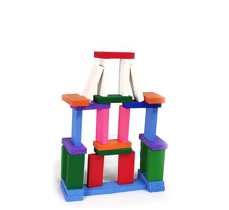 Wooden Dominos blocks - Multicoloured - 100 pcs