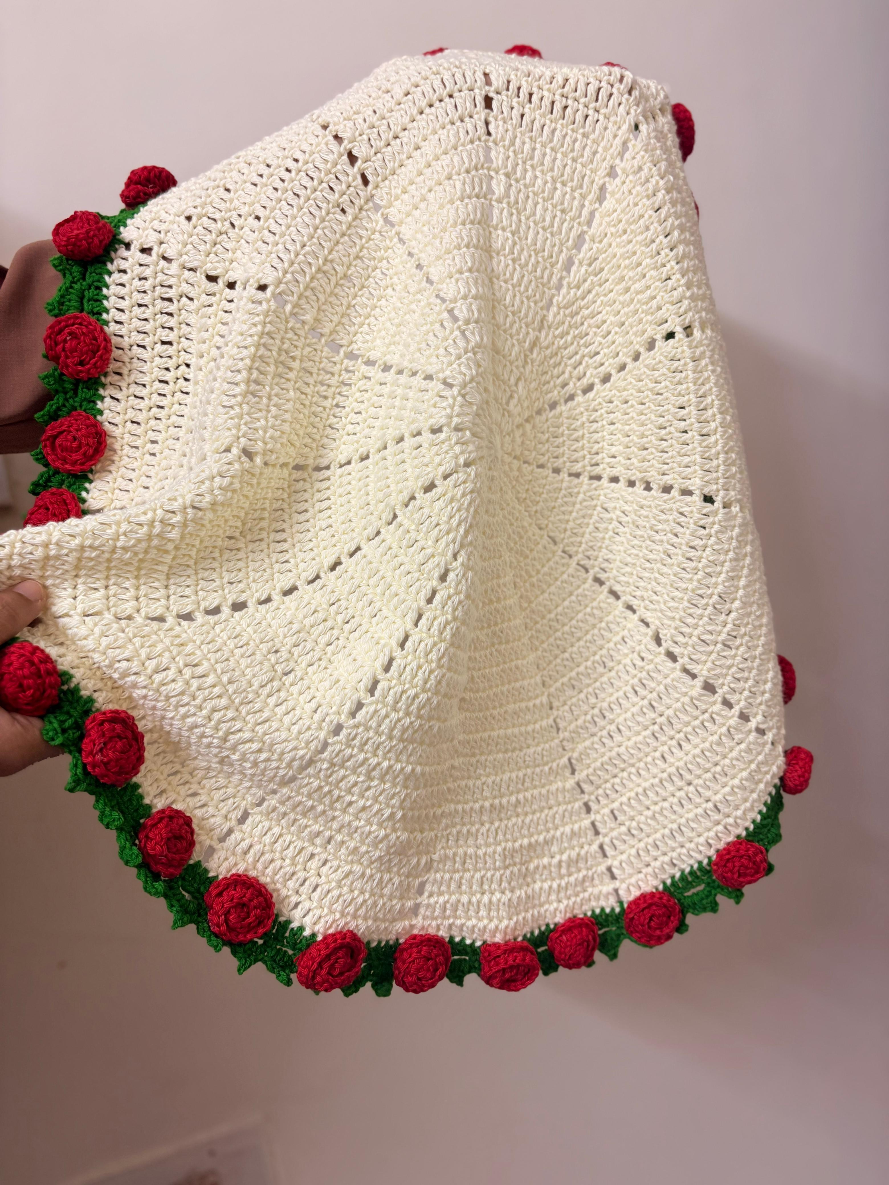 Crochet Rose Blanket/ Crochet Baby Blanket/ Handmade Flower Banket