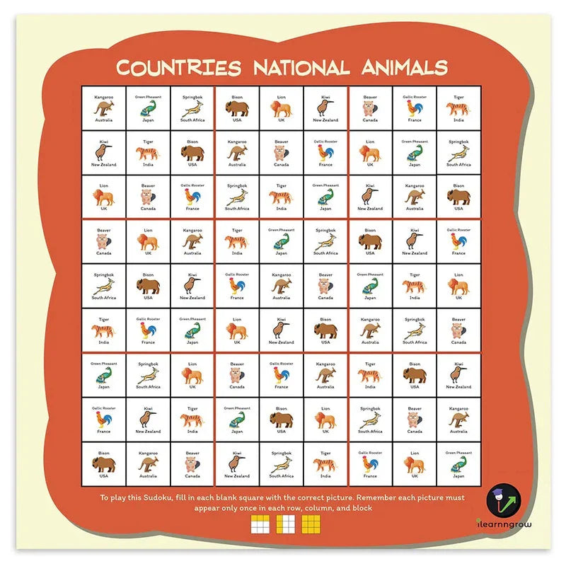 I LEARNN GROW  Countries Theme Sudoku Combo