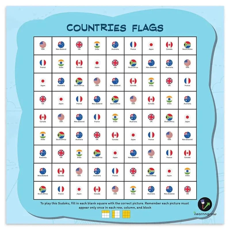 I LEARNN GROW Countries Theme Sudoku Combo