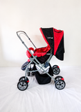 LuvLap Galaxy Baby Stroller Pram Red Black Reversible Handle B115