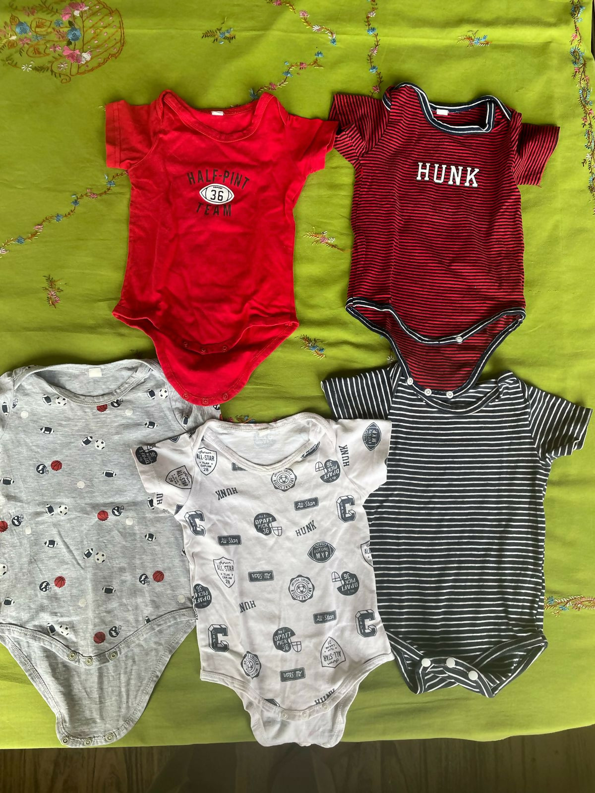 Babyhug Onesies (Set of 5) - Red, Maroon, Grey, White and Lining
