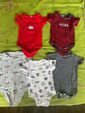 Babyhug Onesies (Set of 5) - Red, Maroon, Grey, White and Lining
