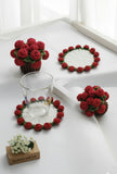 Crochet rose flower coaster with tiny basket