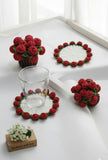 Crochet Rose Flower Coaster with Tiny Basket Set of 6