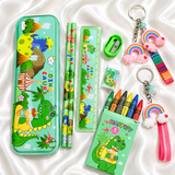 iLearnNGrow Dino Theme Stationery Rakhi Combo – Dino Pencil Box Set with Dino Rakhi for Kids