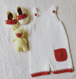 Crochet Romper, Booties & Bear Set