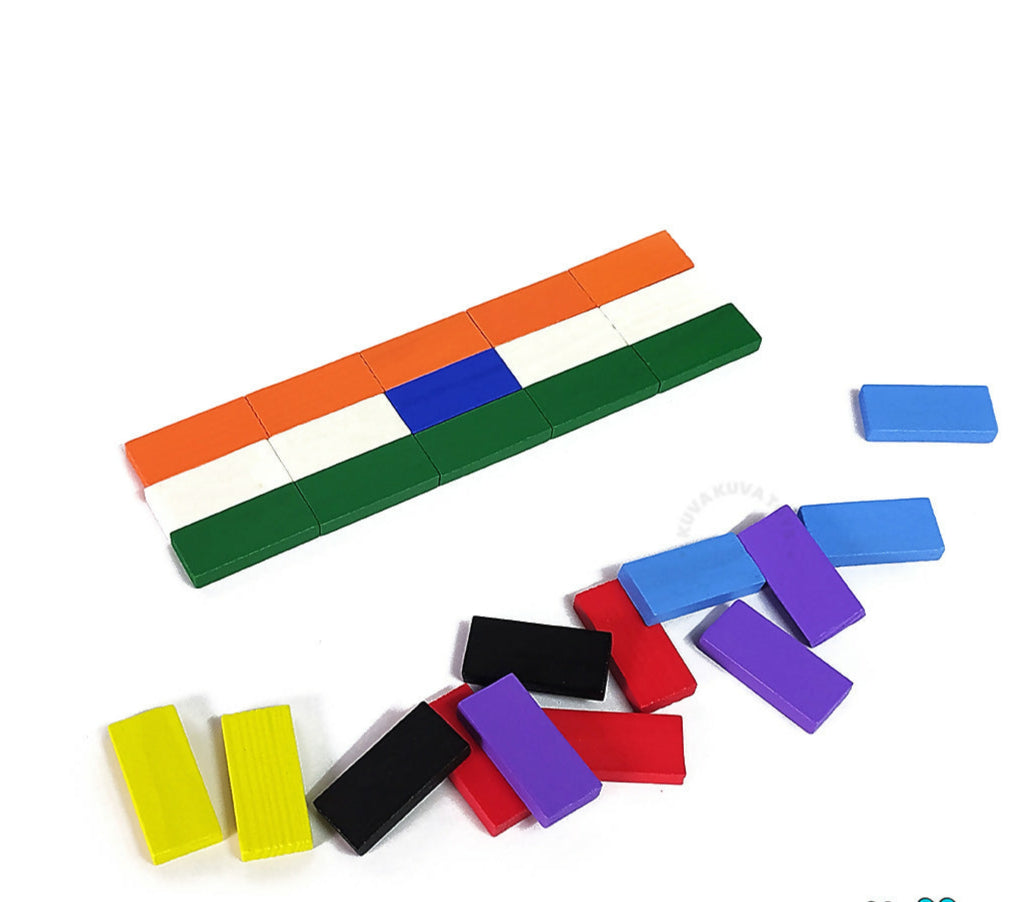 Wooden Dominos blocks - Multicoloured - 100 pcs