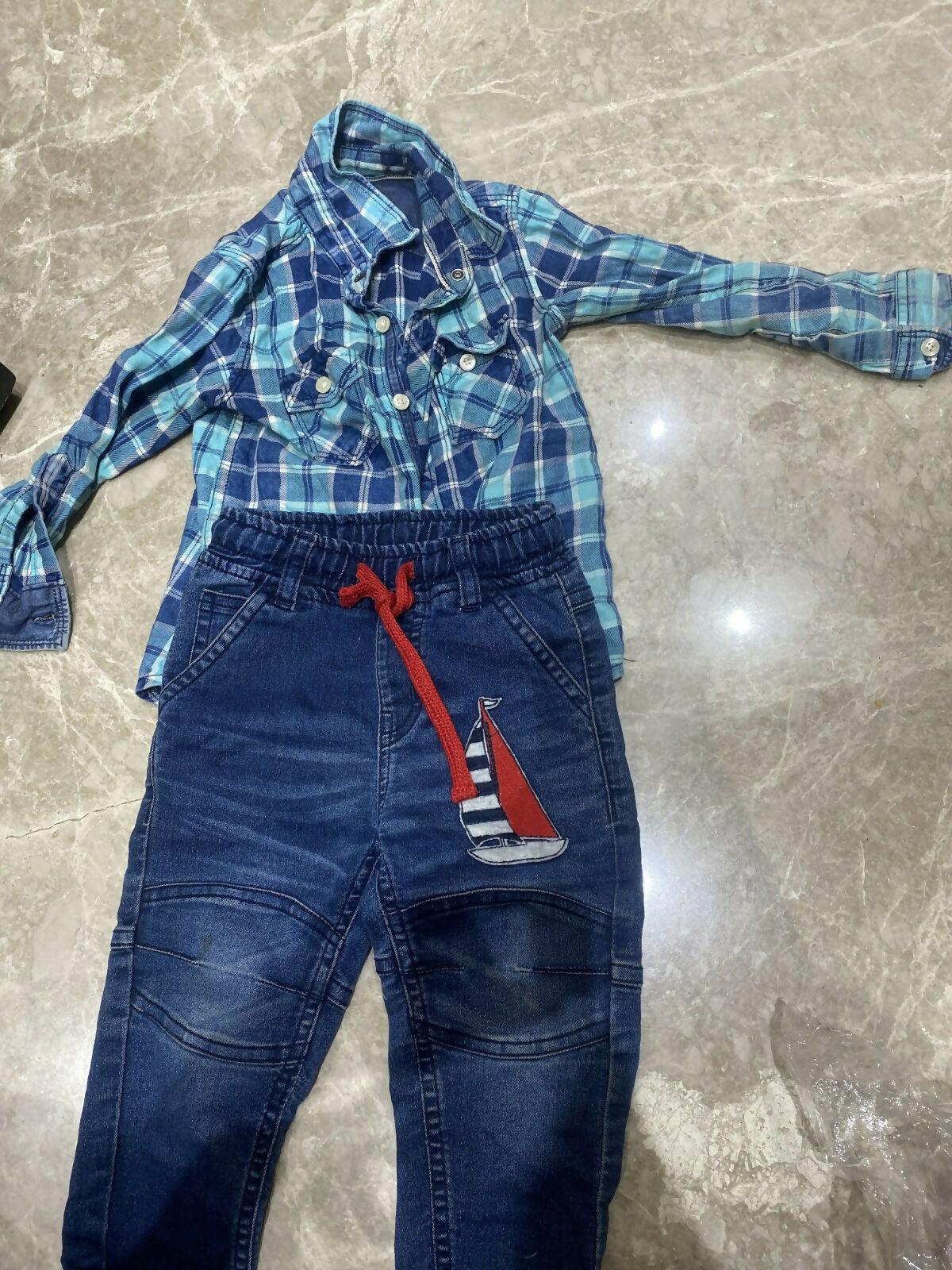 Shirt with BABYOYE jeans – stylish, comfortable, and durable outfit for kids.