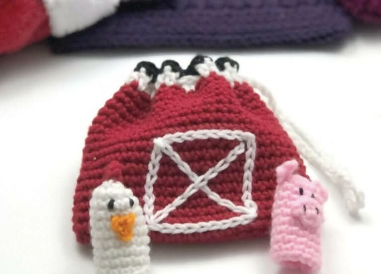 Crochet Finger Puppets with Bag (Farm theme)(Set of 5)