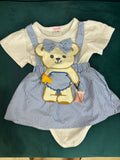 HOPSCOTCH Bodysuit Set Of (2) One with Lace and Crochet and One with Bunny Applique In Cotton