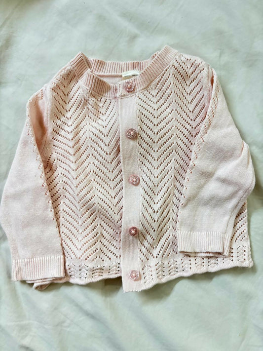 BABY B’GOSH Pointelle Pink Cardigan – Soft, Elegant & Perfect Layering for Babies