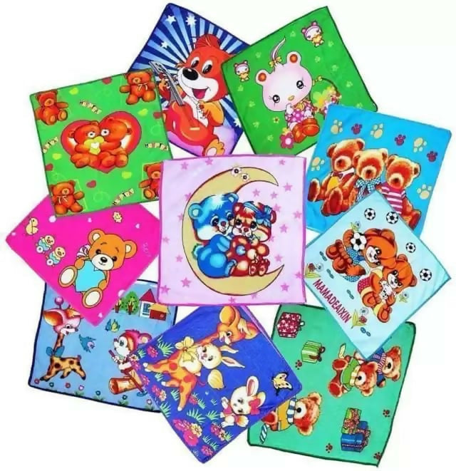 Cartoon Printed Handkerchief Face Towel for Baby (Pack of 12)