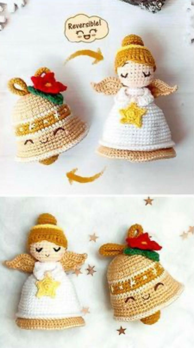 Reversible Angel Bell Doll – soft, cuddly toy with bell sound for kids.