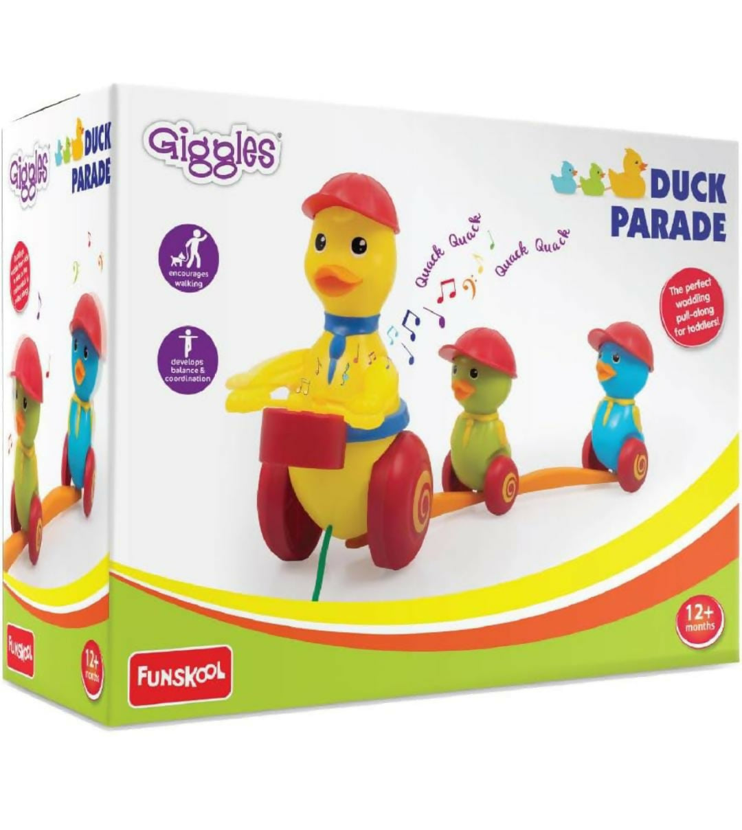 Giggles duck parade toy, pull-along drum toy, walking toys for 1 year old, preschool musical toy, interactive pull toy for toddlers, Giggles infant toys