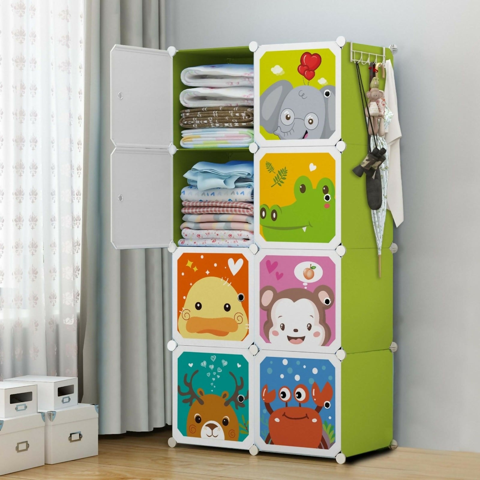8 Door Plastic Wardrobe for Small Cupboard ( 28×14×56 inch ) - PP Wardrobe
