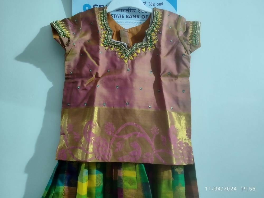 Dress your little girl in luxury and elegance with our Silk Lehenga and Blouse set, perfect for special occasions and celebrations.