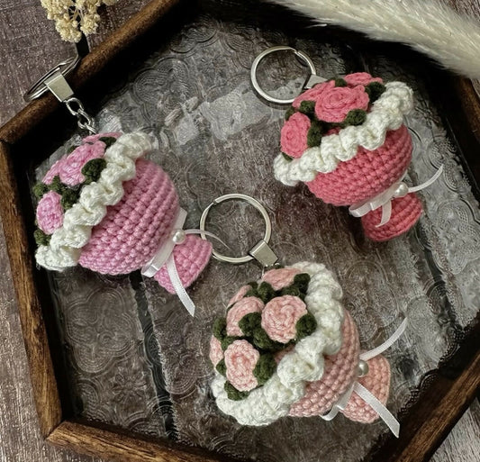 Crochet Flower Bouquet Keychain