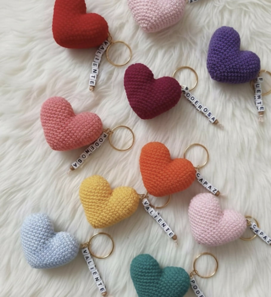 Colorful heart-shaped keychains